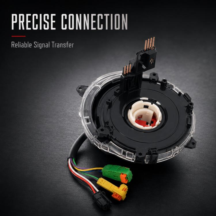 Steering wheel clock spring spiral cable with clear housing and colored connector wires
