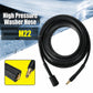Black high-pressure washer hose coil with M22 connector ends