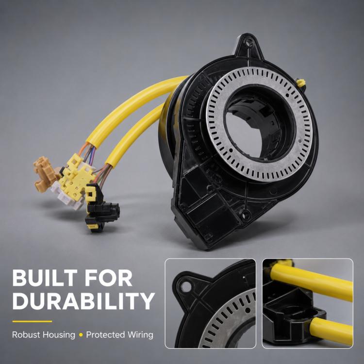 Steering wheel clock spring spiral cable with yellow cables and black plastic housing