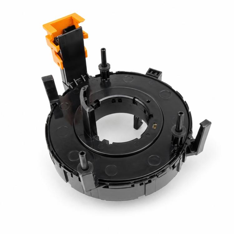 Steering wheel clock spring spiral cable module with orange connector and multiple black terminals
