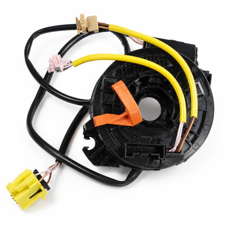 Steering wheel airbag clock spring spiral cable with two connectors and yellow wire leads
