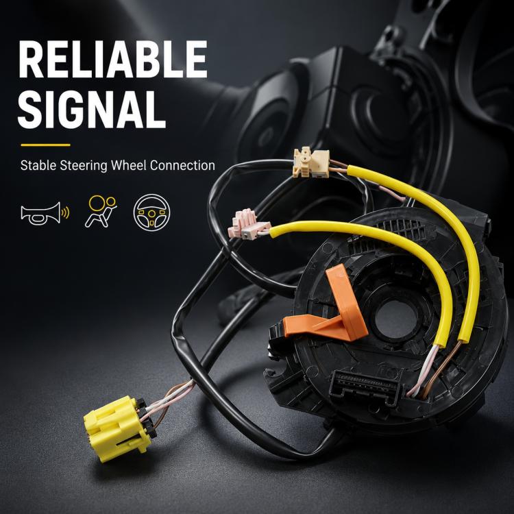 Steering wheel airbag clock spring spiral cable with orange bracket and yellow cables