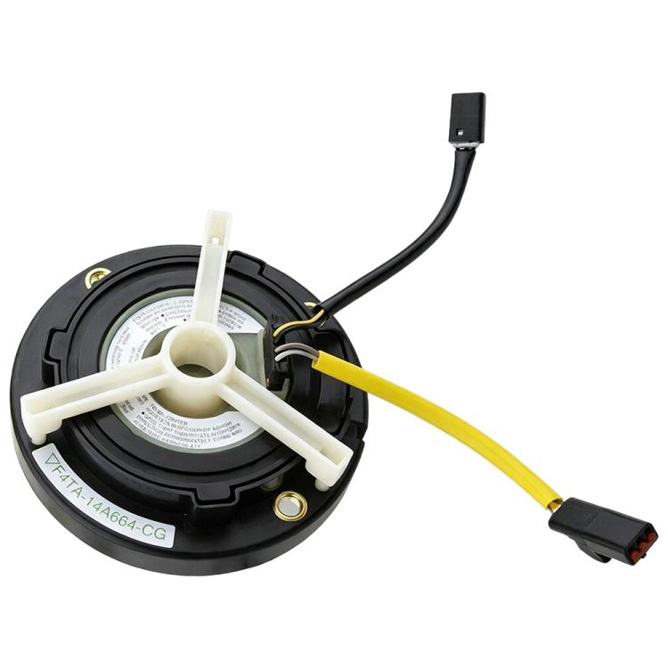Steering wheel airbag clock spring spiral cable, side view with connector plugs