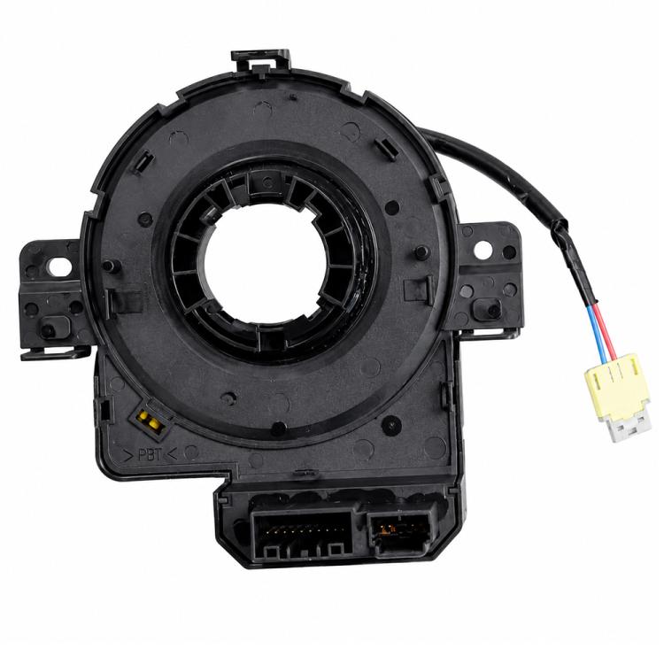 Black steering wheel clock spring spiral cable with exposed connector ports
