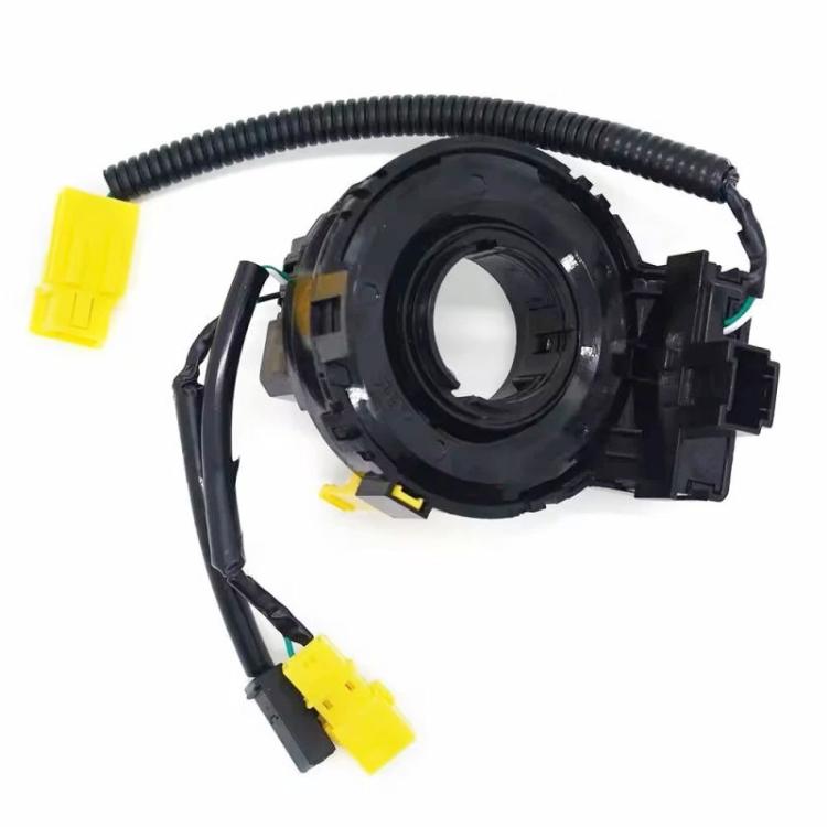 Steering wheel airbag clock spring spiral cable, black round housing with yellow clips