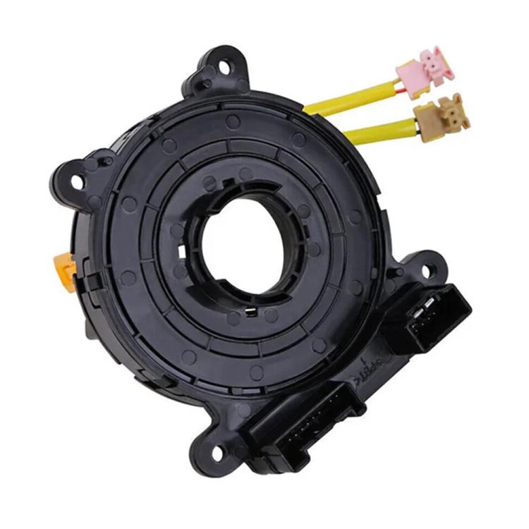 Steering wheel clock spring spiral cable, round black housing with yellow leads