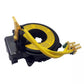 Clock spring spiral cable assembly with yellow ribbon cable and black mounting base