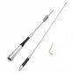 Dual antenna whips with loaded coil sections, black grip, and silver metal shafts.