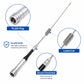 Antenna with PL259 plug, loaded coil section, and black-and-silver grip handle.