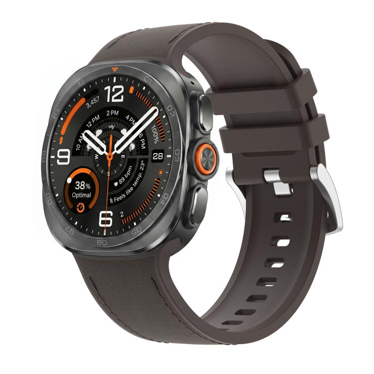 Solid Color Silicone Hybrid Vegan Leather Watch Band, For Galaxy Watch Ultra2 2026 / 2025 / 1 2024