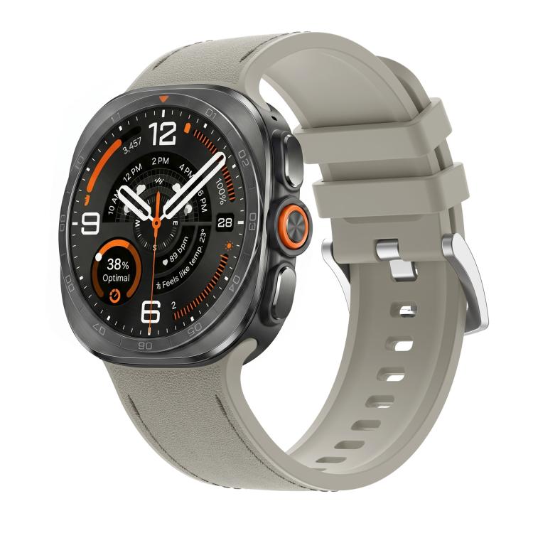 Solid Color Silicone Hybrid Vegan Leather Watch Band, For Galaxy Watch Ultra2 2026 / 2025 / 1 2024
