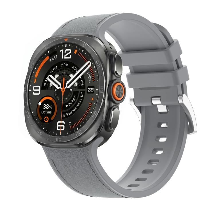 Solid Color Silicone Hybrid Vegan Leather Watch Band, For Galaxy Watch Ultra2 2026 / 2025 / 1 2024