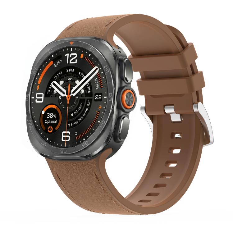 Solid Color Silicone Hybrid Vegan Leather Watch Band, For Galaxy Watch Ultra2 2026 / 2025 / 1 2024