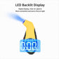 Yellow tire pressure gauge with bright LED backlit display showing digits