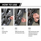Tire pressure gauge pen showing steps for using the valve and reading pressure.