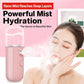 Pink portable facial mist sprayer with spray nozzle and translucent top