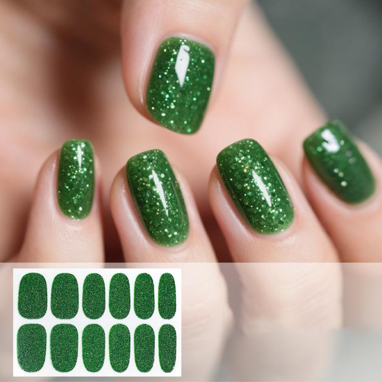12 PCS/Sheet Waterproof Solid-Color Glitter Nail Stickers