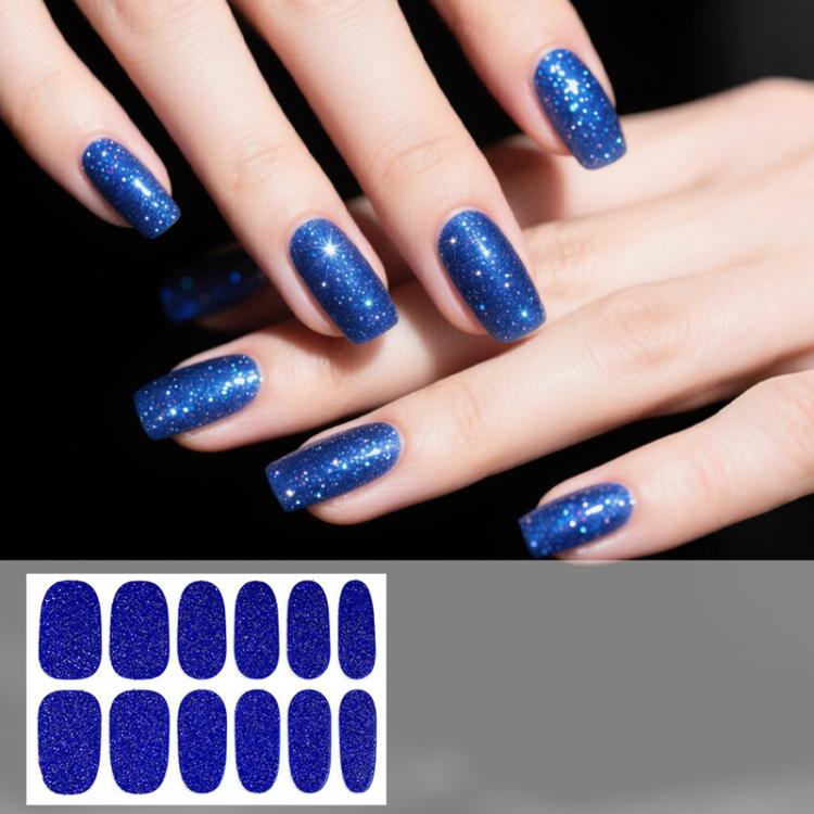 12 PCS/Sheet Waterproof Solid-Color Glitter Nail Stickers