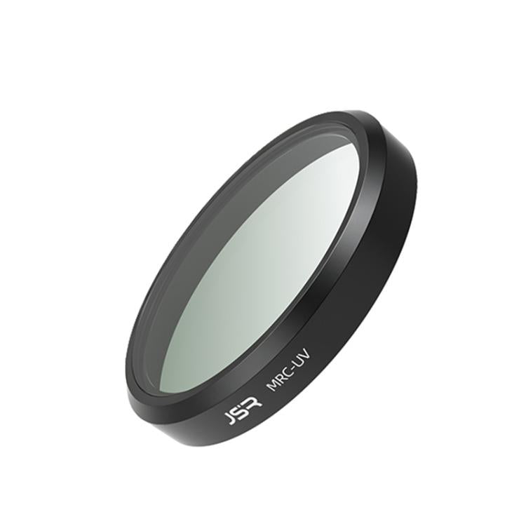 Black UV lens filter with round glass and JSR 3 marking on rim.
