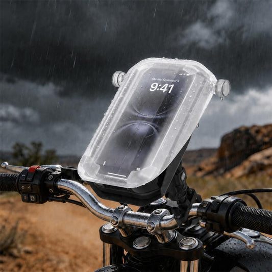 Motorcycle Shock-Absorbing Navigation Phone Holder with Protective Cover, Handlebar, Rearview Mirror