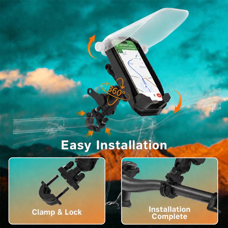 Motorcycle Shock-Absorbing Navigation Phone Holder with Protective Cover, Handlebar, Rearview Mirror
