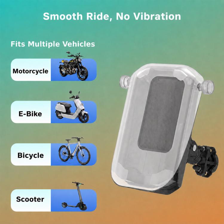Motorcycle Shock-Absorbing Navigation Phone Holder with Protective Cover, Handlebar, Rearview Mirror