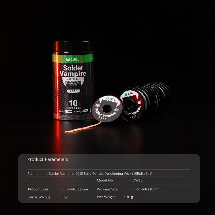 10 PCS/Pack 2UUL DW15 2015 Ultra Density Solder Vampire Desoldering Wick