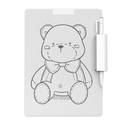 Magnetic whiteboard with cute bear drawing and capped magnetic stylus attached