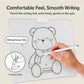 Magnetic whiteboard with bear artwork and a hand writing with a stylus