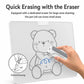 Magnetic whiteboard with bear drawing being erased using the built-in eraser