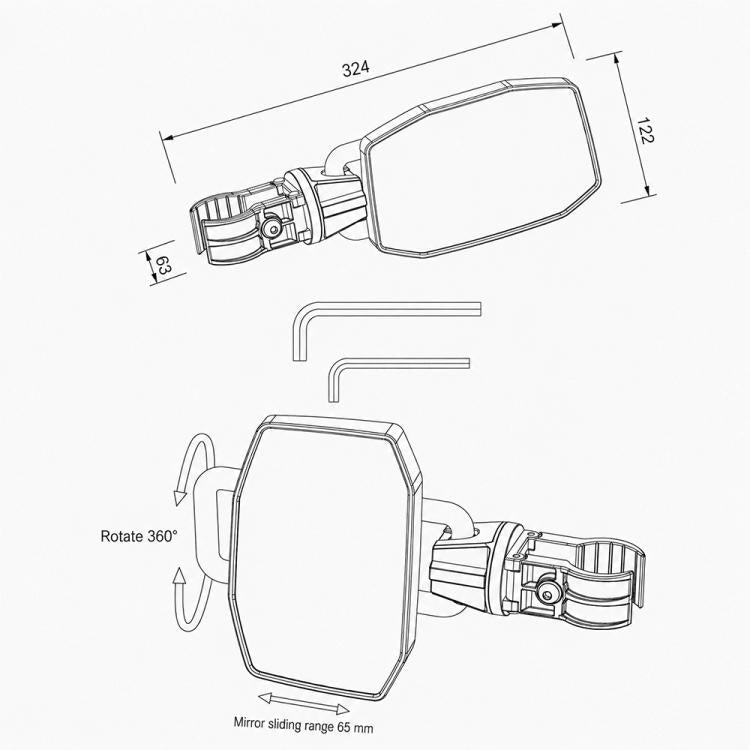 SF-UTV-43 1.5/2 inch Universal UTV/ATV Beach Buggy Rearview Mirror