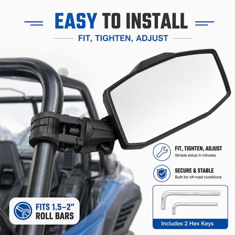 SF-UTV-43 1.5/2 inch Universal UTV/ATV Beach Buggy Rearview Mirror