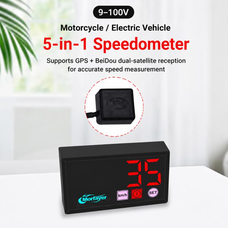 5-in-1 Motorcycle / Electric Bike Multifunctional Vehicle Speedometer with GPS Module, Air Temperature Version, Water Temperature Version