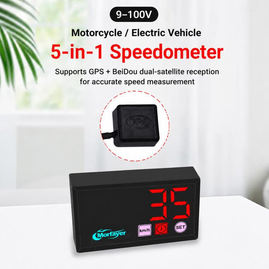 5-in-1 Motorcycle / Electric Bike Multifunctional Vehicle Speedometer with GPS Module, Air Temperature Version, Water Temperature Version
