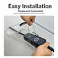 Transparent waterproof cover being fitted over a black charger with velcro closure