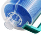 Pool leaf canister close-up with clear housing, blue mesh drum and teal handle