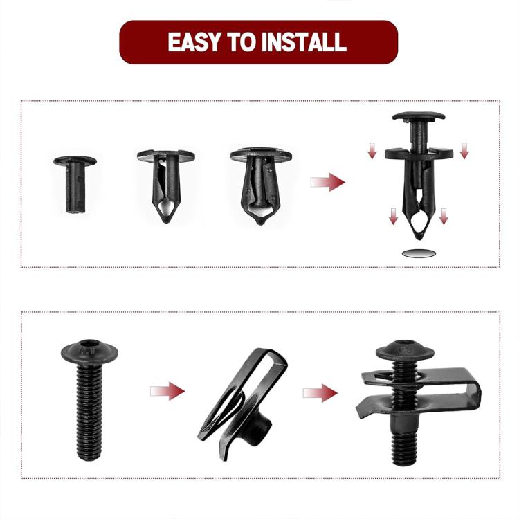10 PCS/Set U-shaped Flat Clip Nut Fastener Rivet Clips Car Body Panel Torx Screws