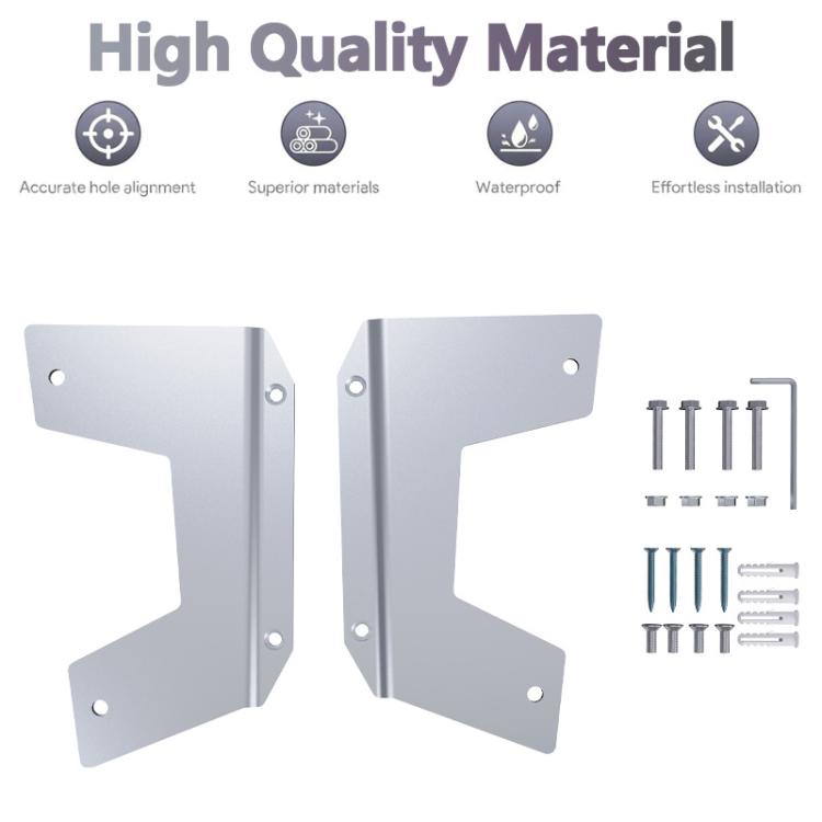 Aluminum alloy flat mount bracket kit, light gray faceplates with included bolts and screws