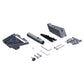 Mount bracket kit with vertical pole, mounting plates, and hardware screws