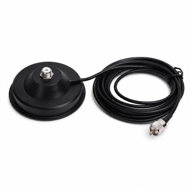 Black magnetic antenna base with 5 m coax cable and metal RF plug connector