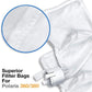 White pool filter bag close-up with textured mesh and plastic connector