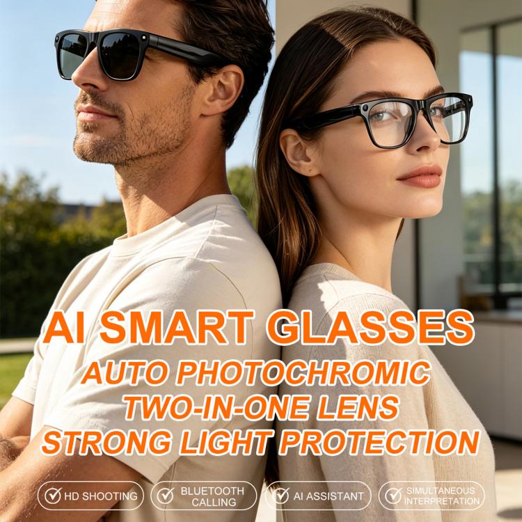 XK ONE Smart AI Glasses with 1MP HD Camera, BT Call, AI Voice Assistant, AI Translation, Transparent Lens, Sunglasses