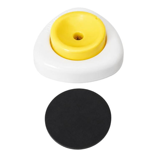 Yellow egg piercer with white base and black magnetic plate