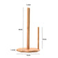 Bamboo dual-column paper roll holder, 28cm height, white roll on wooden base