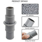 Gray plastic swimming pool vacuum hose connector with smooth coupling end