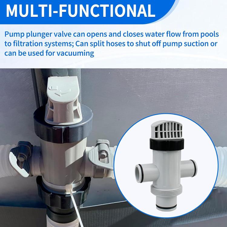 Multi-function pool pump plunger valve with vented top and two hose connections