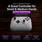 White 8BitDo gaming controller front view with glowing thumbstick rings