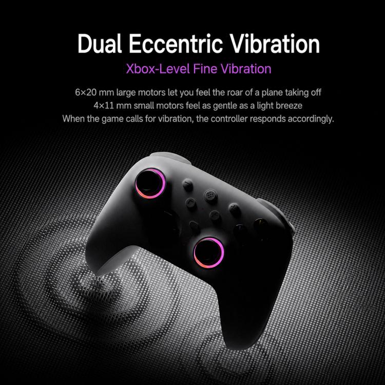 8BitDo Orion Bluetooth gaming controller, black with pink RGB light rings