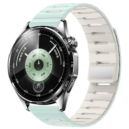 Horizontal Stripes Two Color Magnetic Silicone Watch Band, 22mm