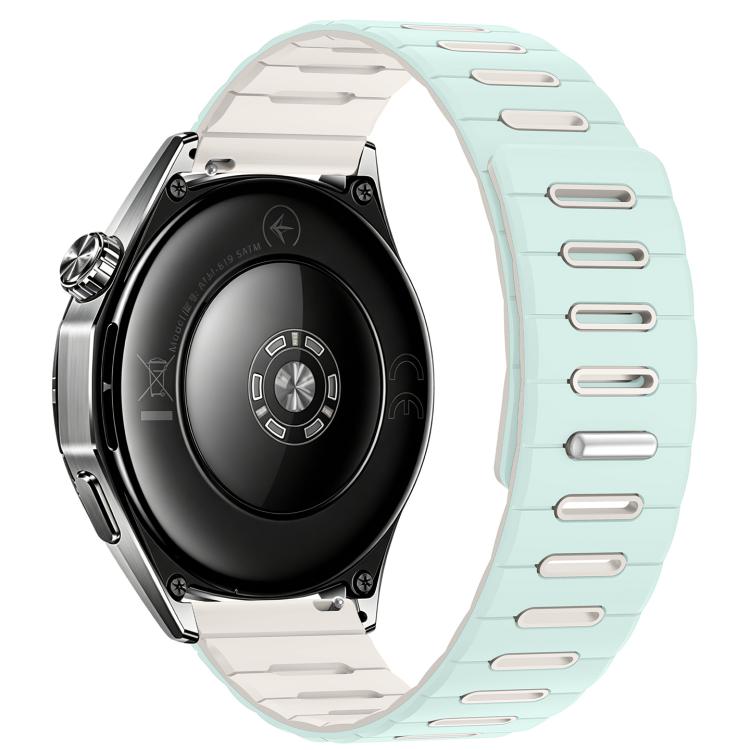 Horizontal Stripes Two Color Magnetic Silicone Watch Band, 22mm